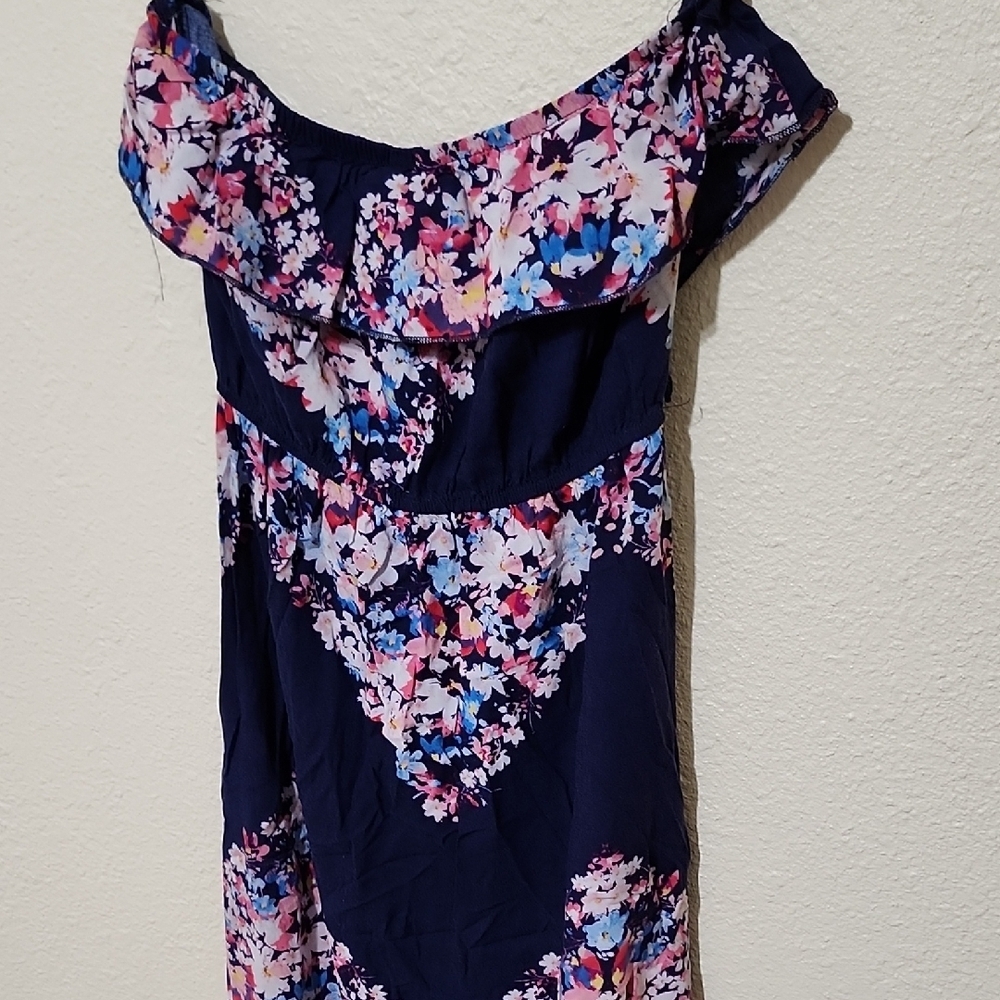 Deb Navy Blue and Pink Slip Dress Strapless Floral Dress - Picture 8 of 10